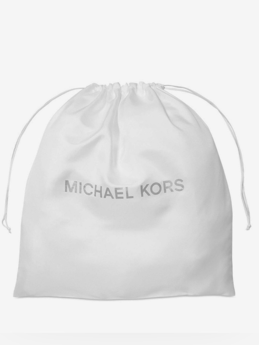 Michael Kors Large White Drawstring Dust Bag with Silver Logo, NWT, 19"W × 19"H